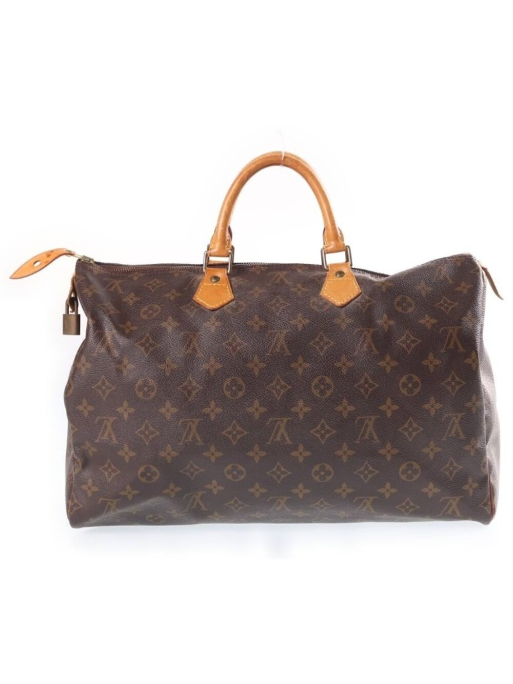 Louis Vuitton Monogram Speedy 40 Boston Bag Brown Leather Gold